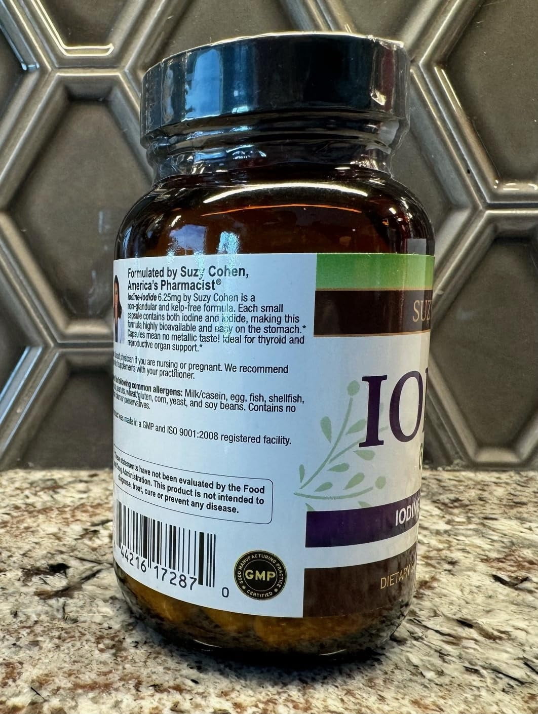 Suzy Cohen Iodine Complex Supplement - 6.25mg Iodine & Iodide Blend - 90 Vegetarian Capsules for Dietary Support