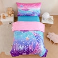 thumbnail image 5 of URBONUR 4Pcs Mermaid Tail Girls Toddler Bedding Sets Colorful Rainbow Comforter Fish Scale Bed Comforter Set for Teens Ombre Pastel Toddler Girl Bed Set with Sheets, 5 of 10