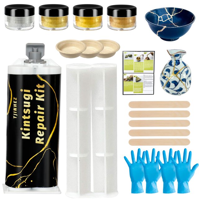 Kit de reparación Kintsugi TJINHEZ con pegamento dorado para cerámica y adhesivo
