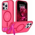 thumbnail image 1 of Funda con Soporte Magnético invisible, Delgada Translúcida Mate, para iPhone 15 Pro Max 6.7", Rosa Intenso, 1 of 7