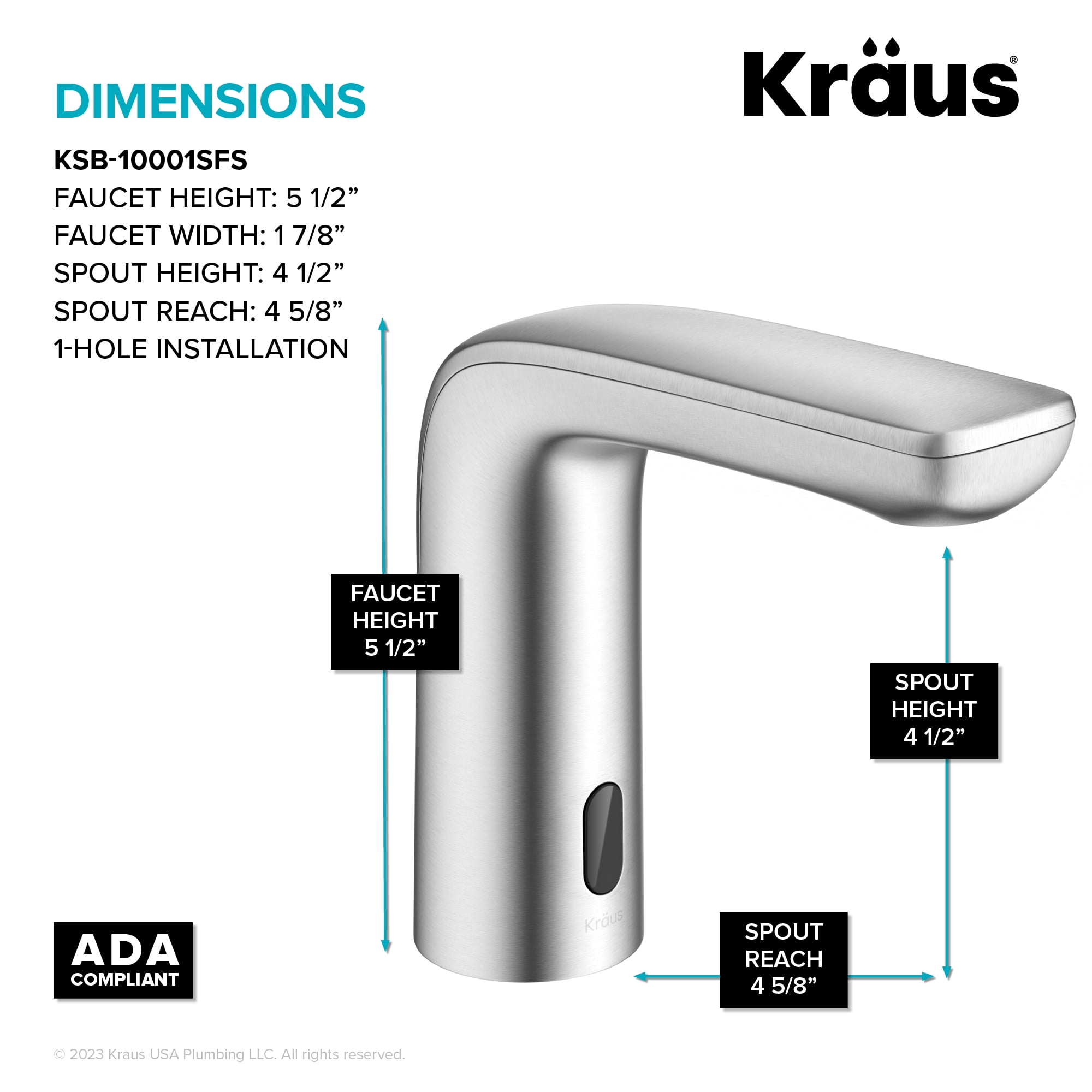 KRAUS Indy Touchless Sensor Bathroom Faucet in Spot Free Stainless Steel