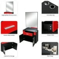 thumbnail image 5 of Hassch Wall Mount Salon Station with Large Mirror, Makeup Dressing Vanity Table Barber Styling Station Spa Salon Equipment w/2 Hair Dryer Holders/1 Drawer/2 Doors (Black and Red), 5 of 8