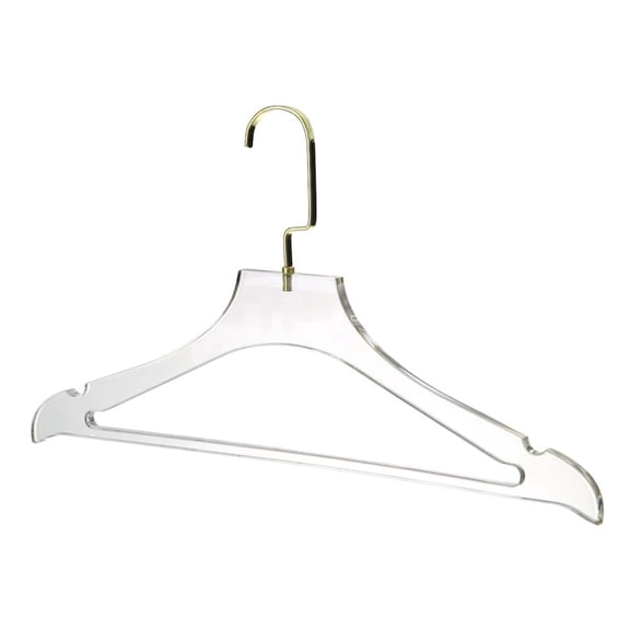 YBM Home Quality Acrylic Clear Coat Hangers Made of Clear Acrylic, Gold, 4119-1