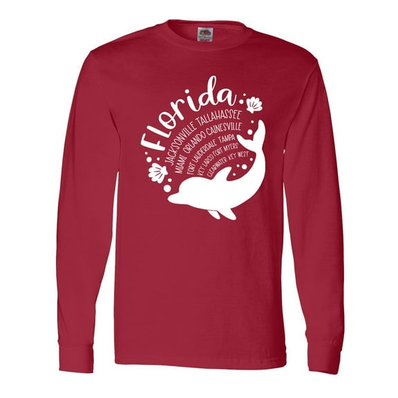 Inktastic Florida Cities with Dolphin Long Sleeve T-Shirt