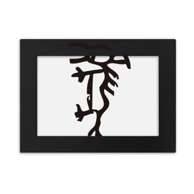 Huesos inscripciones zodiaco chino caballo Marco de Fotos de escritorio imagen Arte Negro Pintura 5x7 pulgadas