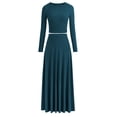 thumbnail image 1 of Conjunto PRETTYGARDEN de Top Corto de Punto Acanalado y Falda Maxi Azul Talle S, 1 of 7