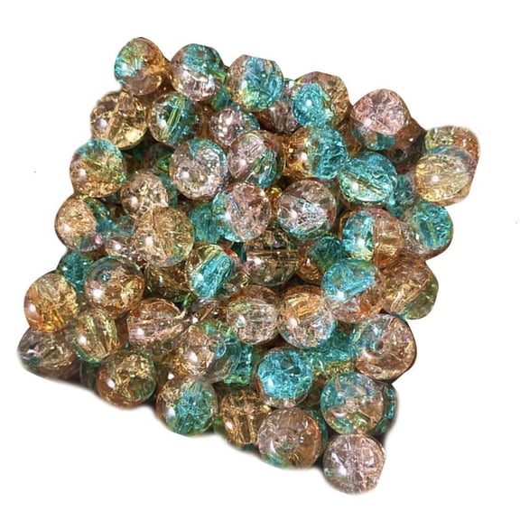 50Pcs Crushed Ice Glass Beads with Hole Easy Threading For Jewelry Crafting Multicolored Clear Sparkling Beads