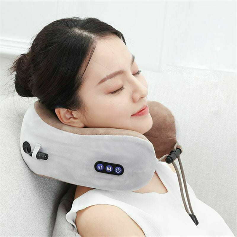 U-Shaped Cordless Electric Travel Pillow Massager for Cervical Pain Relief 