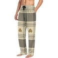 thumbnail image 4 of Men's Pajama Pants with Pockets Sleepwear Lounge Pants Stretch Casual Hearts Beige Buffalo Plaid, 4 of 6