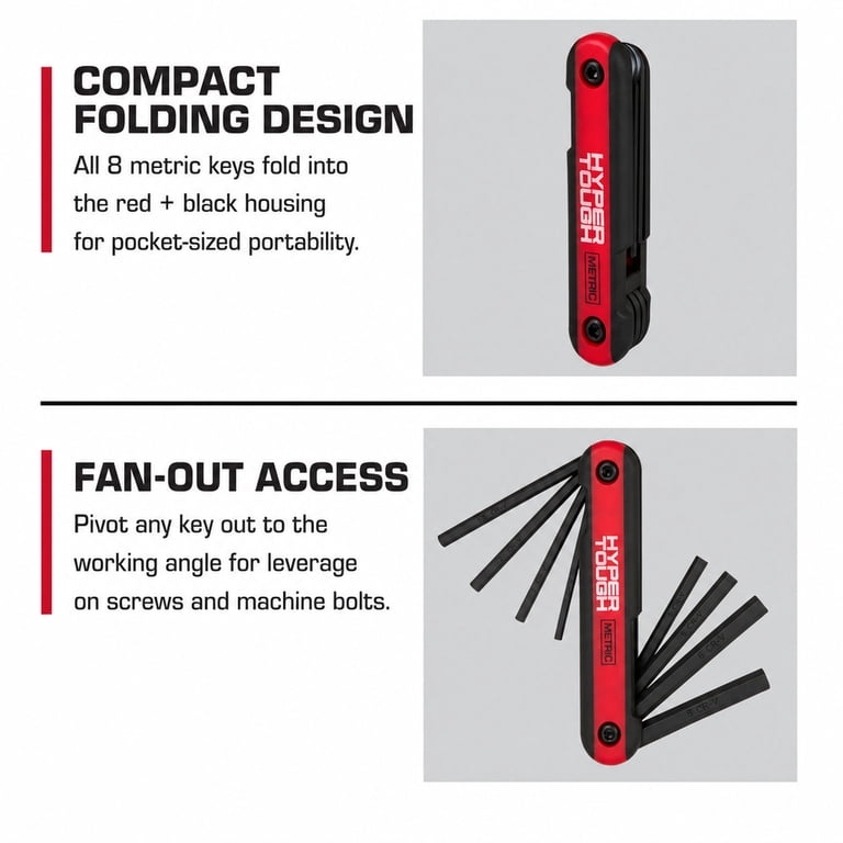 Hyper Tough Heavy-Duty Folding Metric Hex Key Set, 8-Piece photo 3