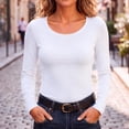 thumbnail image 3 of Stamzod Long Sleeve Shirts for Women U-Neck Slim Fitted Tops Casual Base Layer Undershirts Fall Fashion, 3 of 10