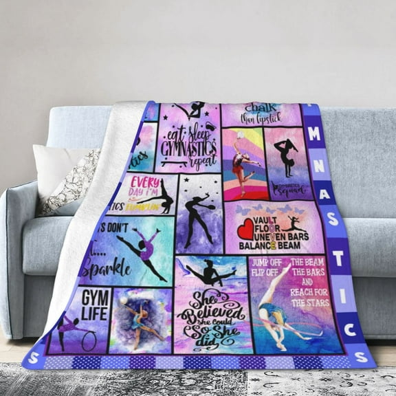 I Love Gymnastics Blanket Gifts For Kids Adults - Lightweight Throw Blanket For Bedroom Living Room Decor Soft Fuzzy Fleece Cozy Plush Bed Couch 40"X30"