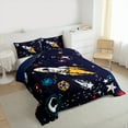 thumbnail image 4 of Manfei Outdoor Spacecraft Queen Comforter Set,Colorful Graffiti Bedding Sets,Colorful Stars Print Bedding Comforter Set For Boy Teens,Luxury Bedroom Decor Reversible,3-Piece, 4 of 9