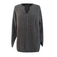 thumbnail image 4 of Femmes Manches Longues Col Rond Haut Décontracté Tricoté en Vrac Pulls Blouse, 4 of 5