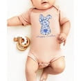 thumbnail image 2 of Happy Easter Bodysuit for Baby Girls Blue Floral Chinoiserie Spring Bunny One-Piece for Babies Peach Bodysuit 24 Months, 2 of 3