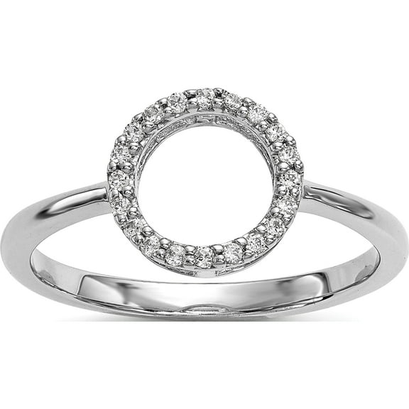 14K White Gold Diamond Open Circle Ring (Size 7) Made In United States y13739wa