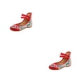 thumbnail image 3 of Smilepp 1/2/3 Lin Respirant et Ballerines pour Femmes Chaussures Incontournables Ballerines pour Femmes Escarpins Chaussures Nouvelles Brodées Rouge 40 2 Pcs, 3 of 6