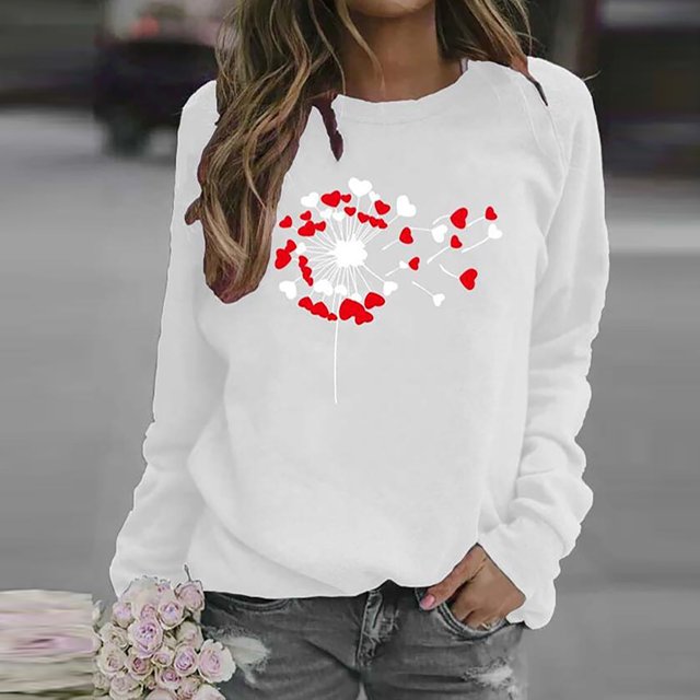 Qiopertar Chandail en Molleton à Manches Longues Col Rond Motif Amour pour Femmes Offres de la Semaine Liquidation à Moins de 5$ jusqu'à 90 % de Réduction