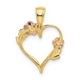 thumbnail image 4 of Diamond2Deal 10k Two-Tone Gold with White Rhodium Polished Flower Heart Pendant for Women, 4 of 6