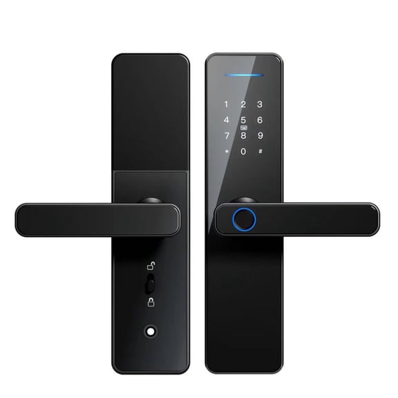 WiFi Indoor Door Lock Tuya Smart App One-Hand Open with Fingerprint Password Card Key Smart Door Lock