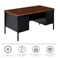 thumbnail image 6 of Hirsh Double Pedestal Office Desk with Center Drawer for Home, Office, or School, 30" D x 60" W, Black/Walnut, 6 of 22