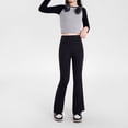 thumbnail image 2 of Girls School Uniform Pants Slim High Waist Elastic Waistband Solid Print Flared Trousers Back To School Girls Pants Size 3-4 Years, 2 of 6