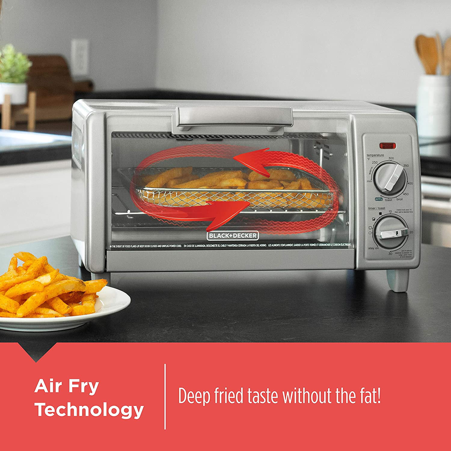 BLACK+DECKER - Crisp 'N Bake Air Fry 4-Slice Toaster Oven (TO1785SGC) 
