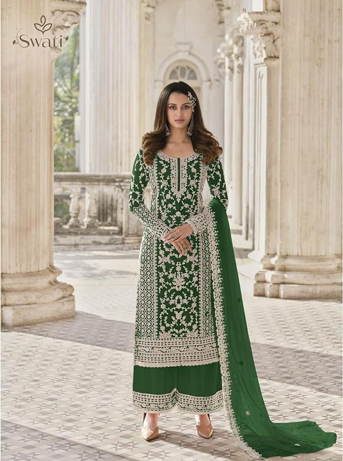 Traditional Wear Indian Designer Shalwar Kameez Suits Pakistani Palazzo  Dress ( Green, L - 42 ) - Walmart.com