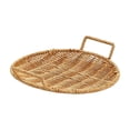 thumbnail image 2 of Yhmxh Round Handwoven Rattan Serving Tray with Double Handles, Woven Bread Basket & Fruit Bowl for Kitchen Counter, Stackable Wicker Platter Plastic Rattan Baskets for Fruits, Snacks, Fries, Bread, 2 of 6