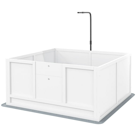 Whelping Box for Dogs with Retractable Light Stand, Waterproof Pad, Rail, Adjustable Height Door, 41" x 39"