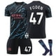 thumbnail image 1 of 23-24 Manchester City Second Away Soccer Jersey Set No.47 FODEN Set Uniform With Socks For Adult Kids-WELLNGS 28, 1 of 5