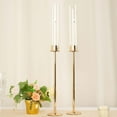 thumbnail image 5 of Efavormart 2 Pack | 24" Tall Gold Metal Clear Glass Taper Candlestick Holders, Hurricane Candle Stands, 5 of 11