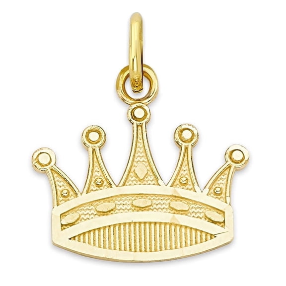 Golden Fire 10k Crown Necklace Pendant with Jump Ring, Yellow Gold,