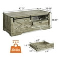 thumbnail image 3 of Farmhouse Wood Coffee Storage Sliding Barn Door Large Table - Light Gray, 3 of 4