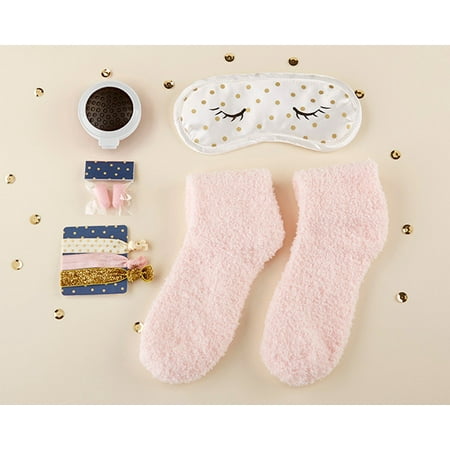 Kate Aspen Gold Glam Travel Kit, Gift Set with Eye Masks and Soft Minky Socks and More for Wedding Favor or Bridal Shower Favor - 6 Sets