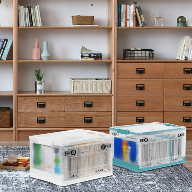 Fiudx Contenedores de Almacenamiento con Tapa, Caja de Almacenamiento Plegable, Organizador de Plástico Apilable, Fácil de Montar, Multiusos para Armario, Cocina, Juguetes, Lavadero, Capacidad de 28