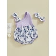 thumbnail image 2 of SXYPAYXS Newborn Baby Girl Summer Outfits Floral Bow One Shoulder Romper Bodysuit and Headband Set Infant Cute Clothes, 2 of 7