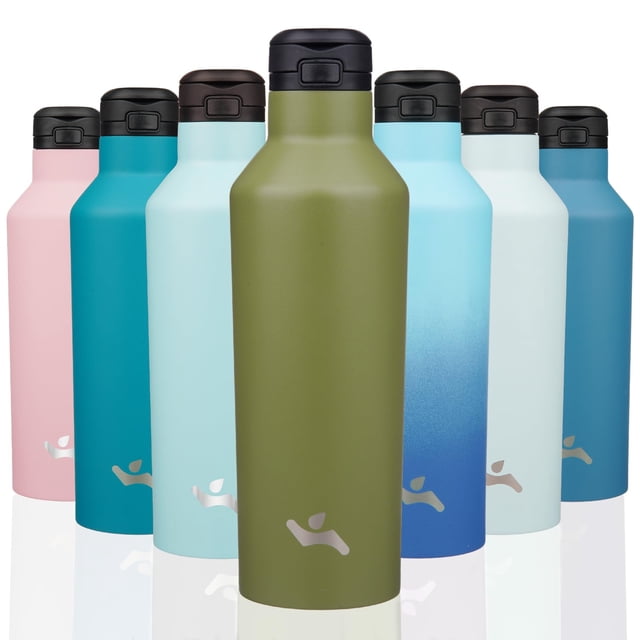 Botella De Agua Aislada Con Pajita Frasco De Agua De Acero Inoxidable Al Vacío De Doble Pared De 25 Onzas Con 2 Tapas Verde Bosque