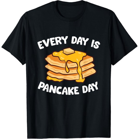 Pancake T-Shirt - Unisex Adults, Black, Short Sleeve, Small, Classic Fit, Cotton 65% Polyester 35%