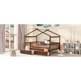 thumbnail image 6 of Bellemave Full Size House Bed with Storage Drawers Playhouse Platform Bed Wooden House-shaped Bed Frame with Fence Guardrail and Roof  (Full size, Walnut Brown), 6 of 11