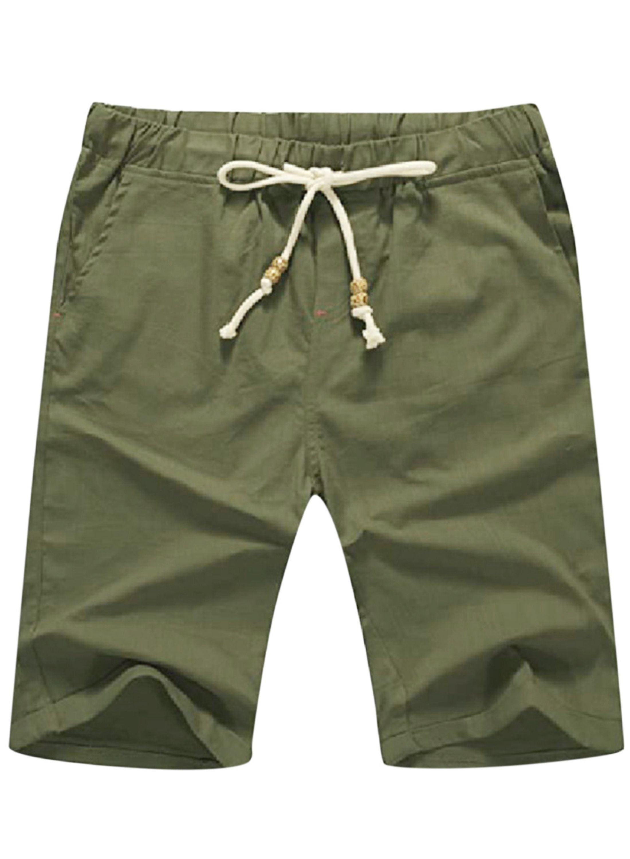 Ginsiom Mens Linen Shorts Casual Fit Summer Beach Shorts with