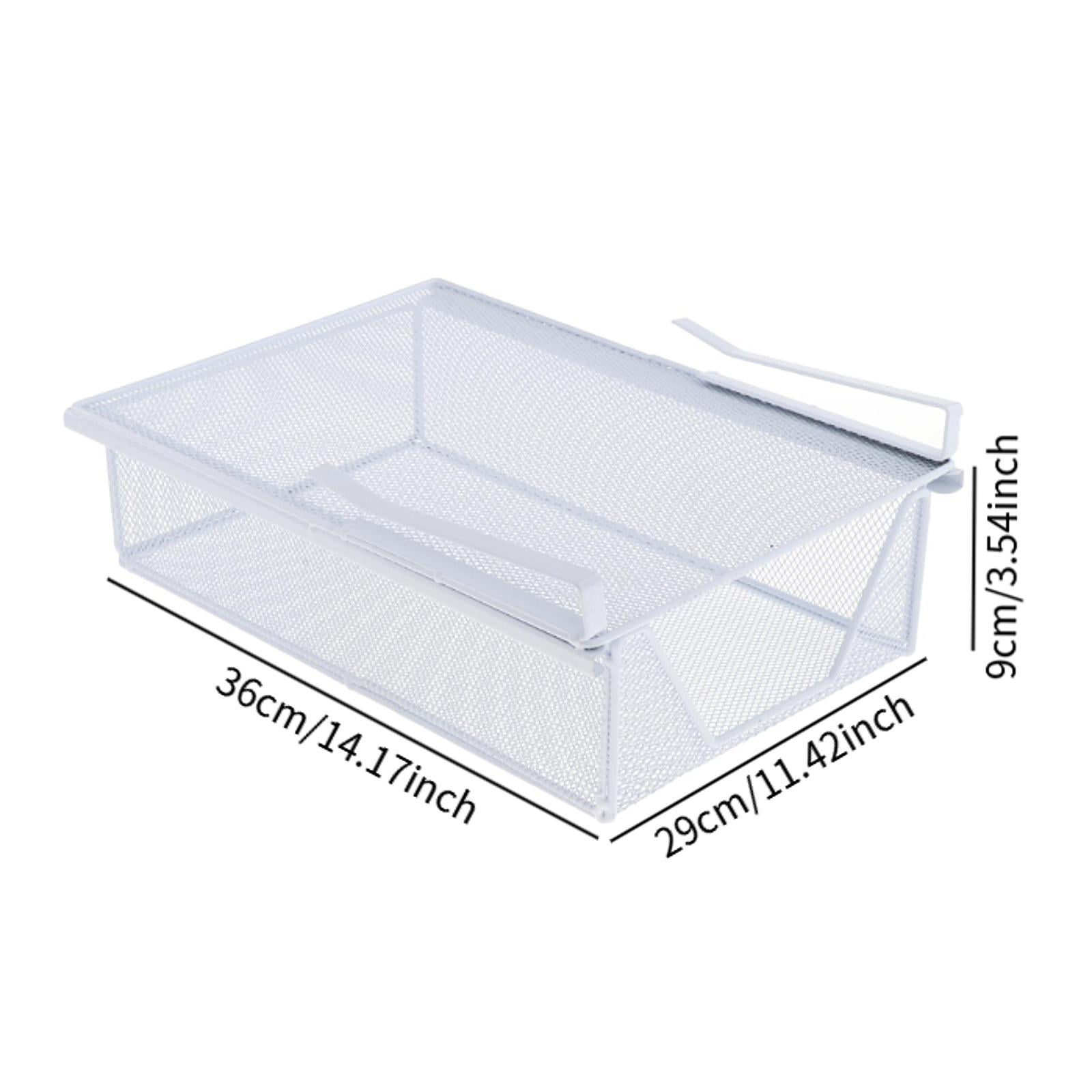 QSTDGVPW Under Shelf Wire Basket Mesh Closet Hanging Basket for Office Wardrobes Home White