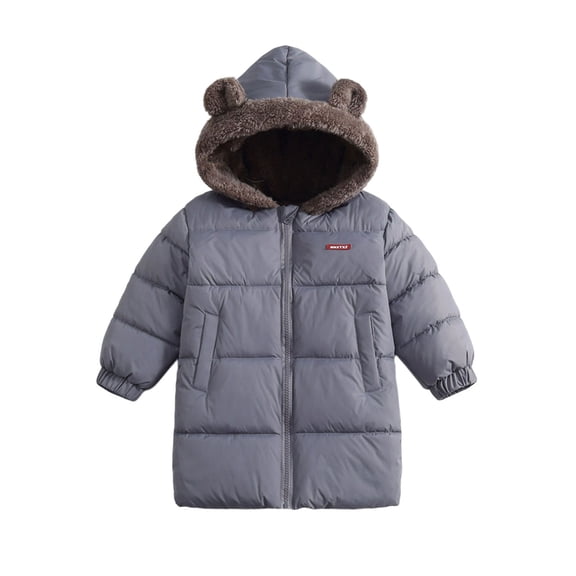 Ugoldhm Girls Long Hooded Puffer Coat, Sherpa Collar Full‑Zip Warm Mid‑Length Winter Outerwear
