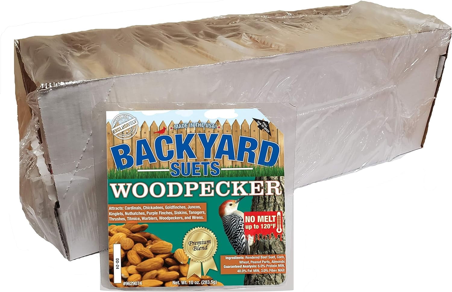 CountryMax Backyard Seeds No Melt Premium Suet Cakes 12 Pack for Wild Birds, Cardinals, Chickadees, Goldfinches (Woodpecker)