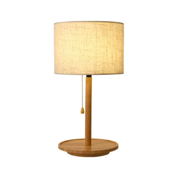 Lámpara de mesa de madera maciza, mesita de noche, cuerda de tela decorativa, lámpara de mesa pequeña, mesa de café, sala de estar, estudio, escritorio, adornos ligeros