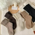 thumbnail image 3 of Womens Solid Mid Calf Socks, 5 Pairs Women's Solid Mid-Calf Socks,Winter Soft Thermal Cotton Knit Socks, 3 of 7