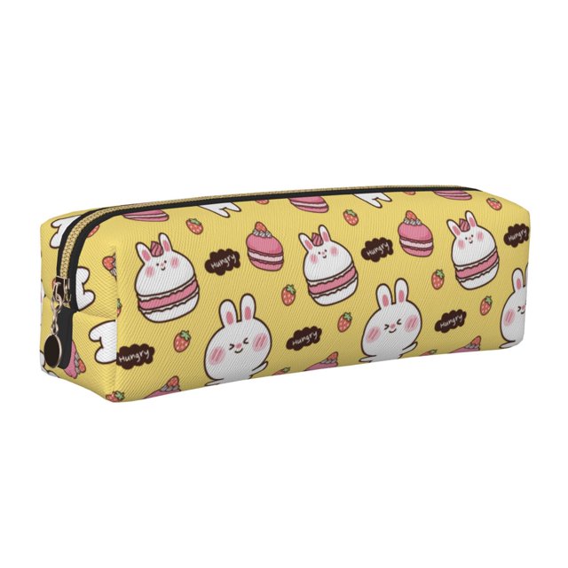 Disketp Rabbit Hunger Estuche de Lápices de Cuero con Cierre, Estuche Compacto para Papelería, Bolígrafos y Accesorios Pequeños