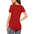 thumbnail image 3 of JYLFC Womens V Neck T-Shirts Short Sleeve Tops Casual Basic Shirts, Red L, 3 of 7