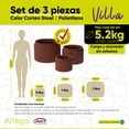 thumbnail image 3 of Macetas Modernas Set De 3 Piezas 55-43-32cm de ancho Para Exteriores Villa color Corten Steel De Polietileno Ultra Ligera Artego Japi Hecha en Brasil, 3 of 6
