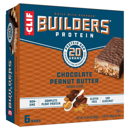 Pack of 2 - Clif Builders - Chocolate Peanut Butter Flavor - Plant Based Protein Bars - Gluten Free - Non-Gmo - Low Glycemic - 20G Protein - 2.4 Oz. (6 Pack) Packaging May Vary